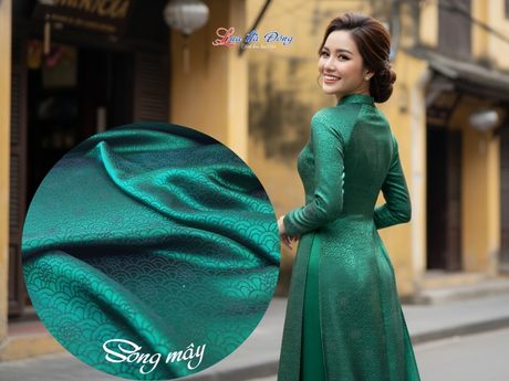 Vải áo lụa sóng mây xanh lá 3.7m LHD97-2.1