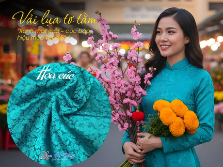 Lụa Cúc Nền Xanh MNV-LHD29-3.2