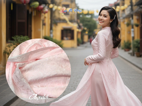 Lụa Họa Tiết Đuôi Công Hồng 3.7m MNV-LNL41