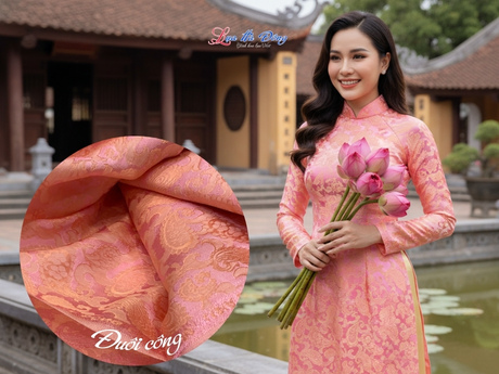 	Vải Lụa Hà Đông Đuôi Công hồng cam 3.7m MNV-LHD37/20