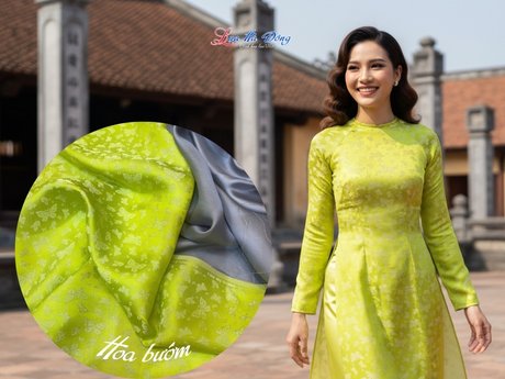 Lụa áo dài Hà Đông bươm bướm xanh cốm 3.7m MNV-LHD41