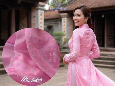 Vải lụa HĐ bươm bướm hồng phấn 3.7m MNV-LHD40