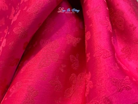 Lụa Hà Đông bươm bướm hồng sen 3.7m MNV-LHD42