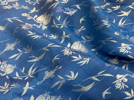 	Vải lụa HĐ lựu trúc tơ tằm se không phai xanh 3.7m LNL37/2