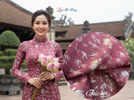 Vải lụa HĐ lựu trúc tơ tằm se không phai hồng 3.7m LNL37/5