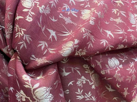 Vải lụa HĐ lựu trúc tơ tằm se không phai hồng 3.7m LNL37/5