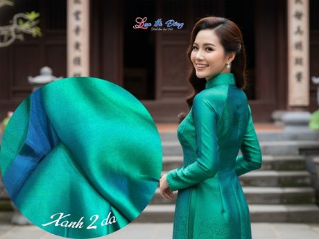 Vải lụa satin trơn xanh cổ vịt 6m khổ 90 MNV-LTA6/2
