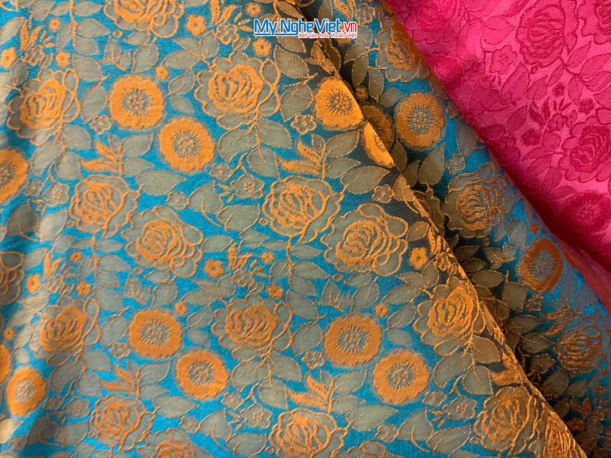 Vải Lụa HĐ Hoa Hồng Nhí xanh đồng 3.7m MNV-LHD37/24