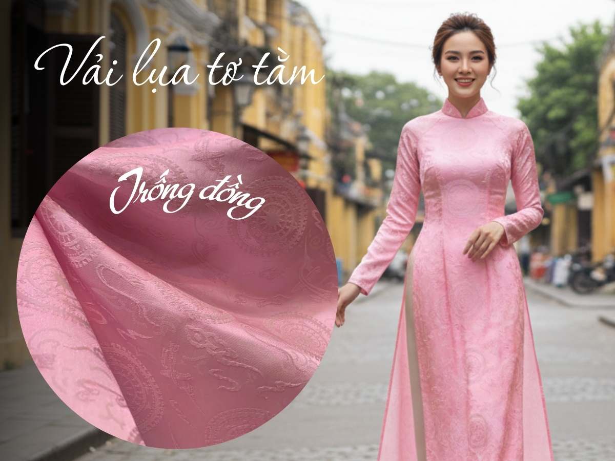 Vải lụa HĐ Trống Đồng Hồng Phấn 1m LHD1/1