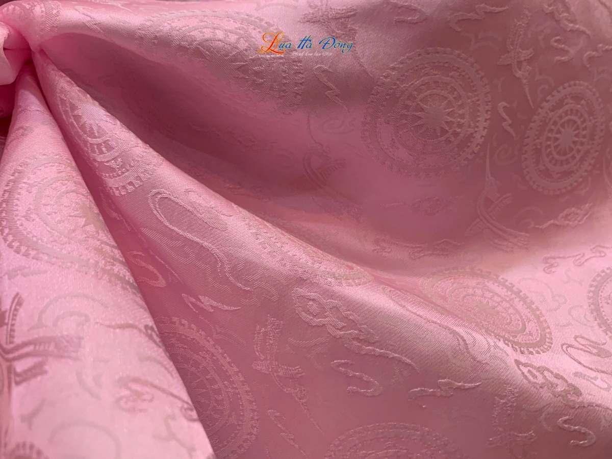 Vải lụa HĐ Trống Đồng Hồng Phấn 1m LHD1/1