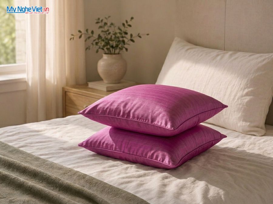 Vỏ Gối Lụa Hà Đông Trơn Màu Tím Hồng  LNL4040/6