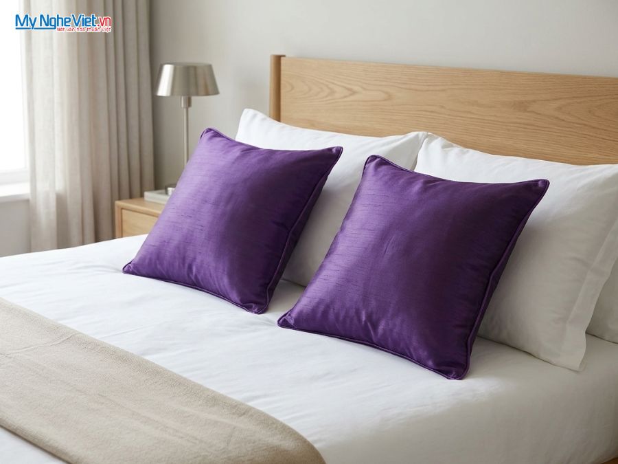 Vỏ Gối Lụa Hà Đông Trơn Màu Tím LNL4040/7
