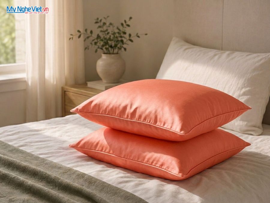 Vỏ Gối Lụa Hà Đông Trơn Màu Cam LNL4040/3